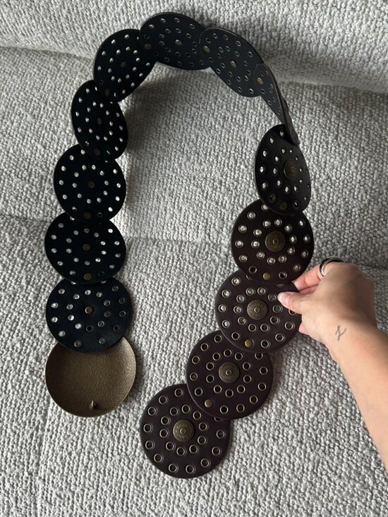 Y2K Black Concho Belt Wide Western Cowgirl Grunge Statement - Picture 7 of 8